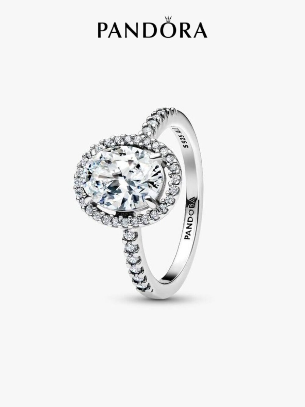 Pandora Oval Sparkling Halo Statement Ring